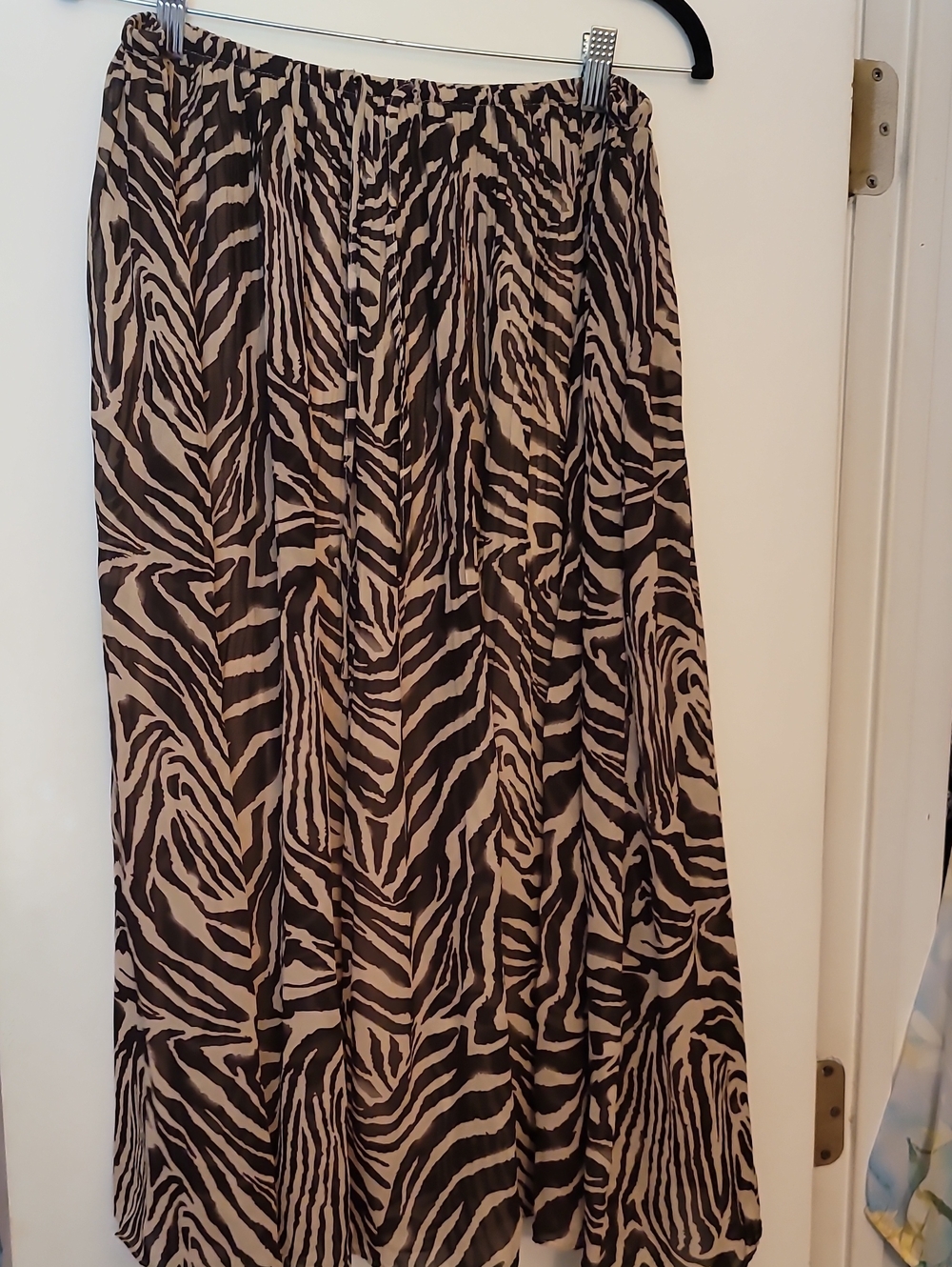 WD.NY Zebra-Print Maxi Skirt in Beige and Black
